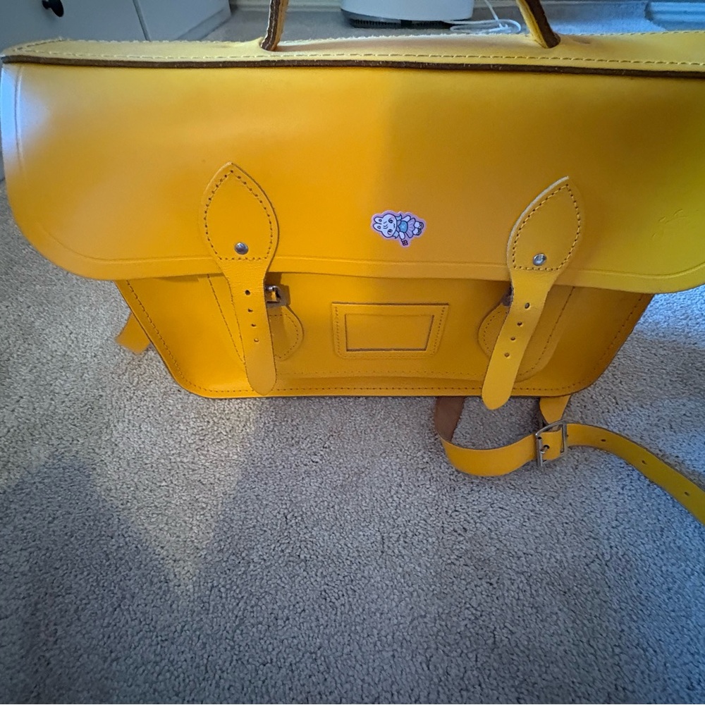 Yellow Leather Satchel - Picture 2 of 8